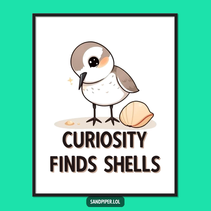 Funny Sandpiper Digital Art: Curious Bird Pecking Print, Instant Whimsical Decor