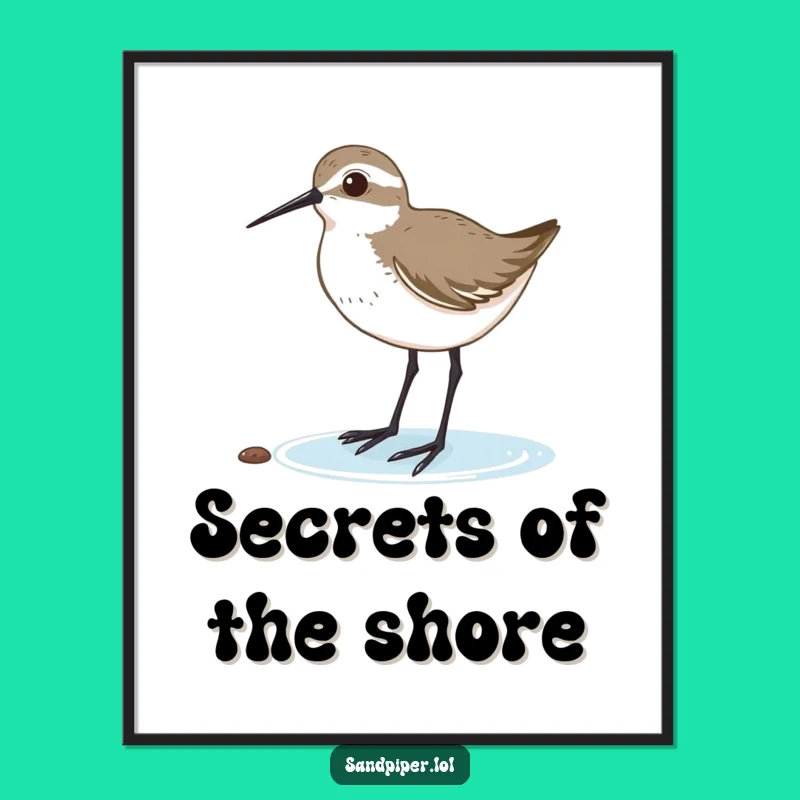 Funny Sandpiper Focused Listener Digital Print: Hilarious Bird Art