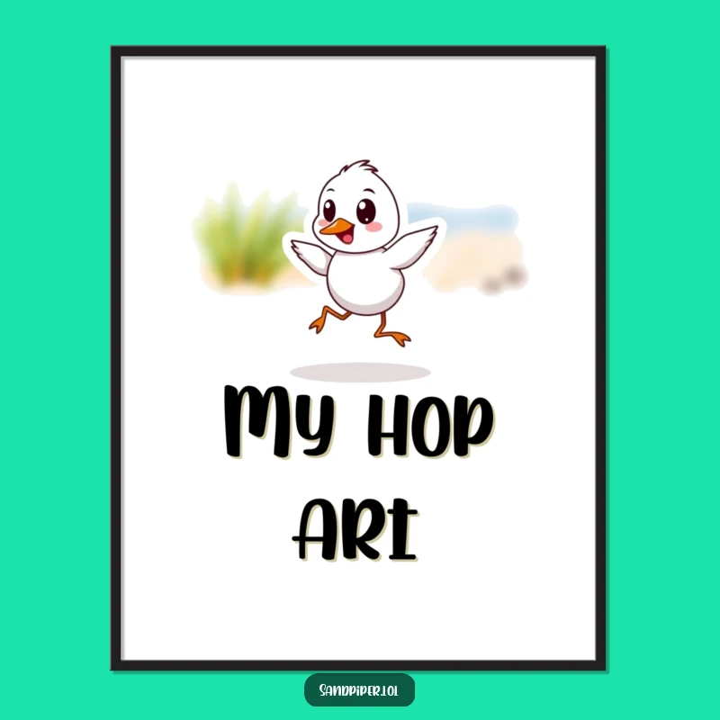 Funny Sandpiper Hop Digital Art: Cheerful Bird Download, Instant Joyful Gift