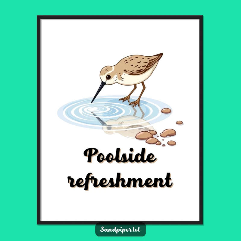 Funny Sandpiper Tidal Pool Digital Art: Peaceful Coastal Beauty for Your Walls, a Stunning Funny Gift!