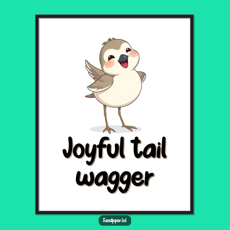 Funny Sandpiper Tail Wag Digital Art - Instant Happy Bird Download