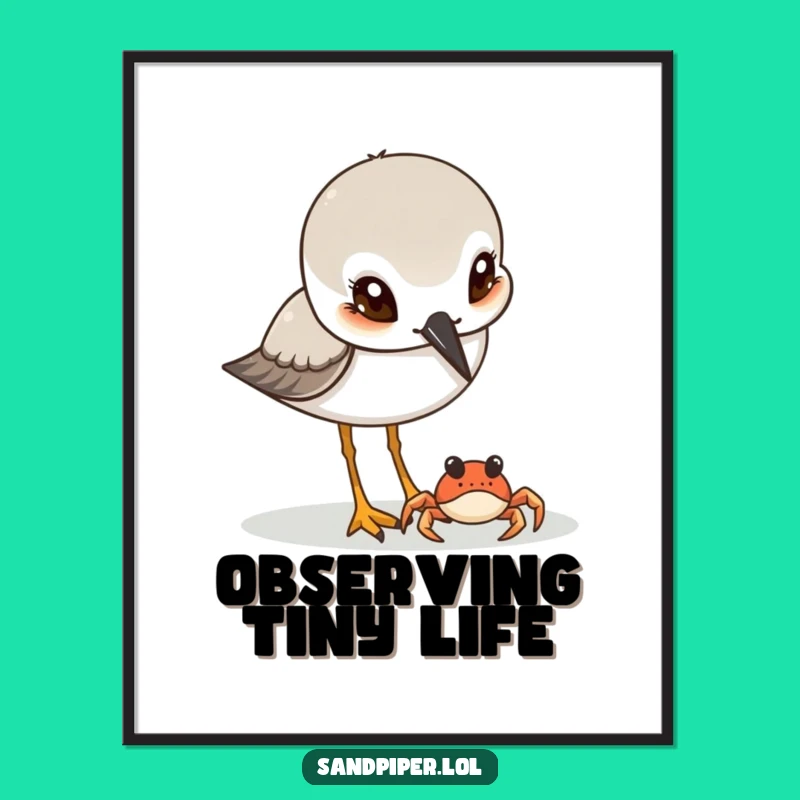 Funny Sandpiper & Crab Digital Art: Instant Coastal Humor, Perfect Gift!