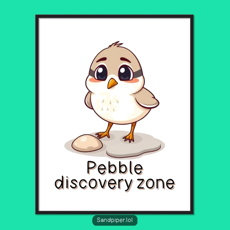 Funny Surprised Sandpiper Pebble Digital Art - Humorous Instant Download