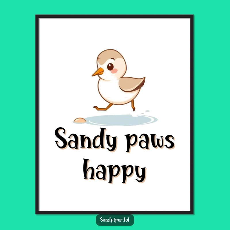 Funny Beach Digital Art: Sandpiper Running - Instant Coastal Joy Download