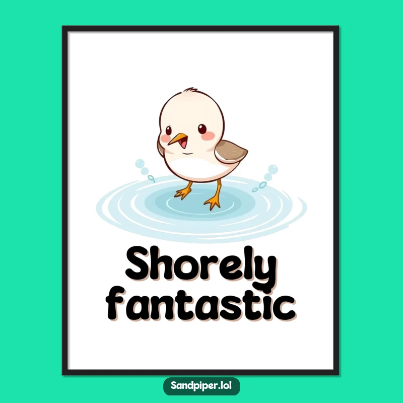 Funny Sandpiper Splashing Digital Print: Instant Cute Bird Art Gift