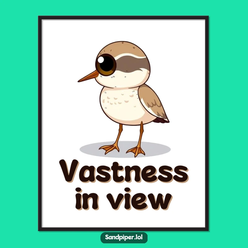 Funny Sandpiper Digital Art - Wide Eyes Horizon Scan, Instant Download