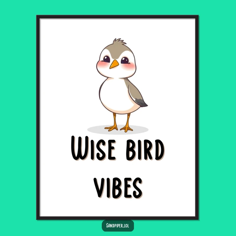 Funny Sandpiper Head Tilt Digital Art - Curious Bird Download, Perfect Funny Gift!