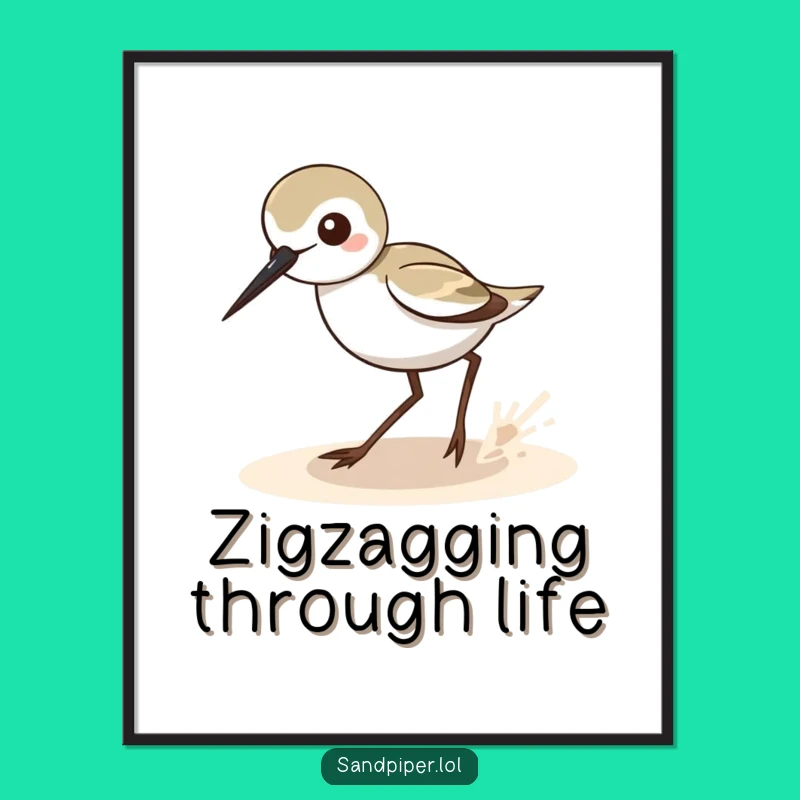 Funny Sandpiper Zigzag Digital Art: Instant Avian Humor for Your Space
