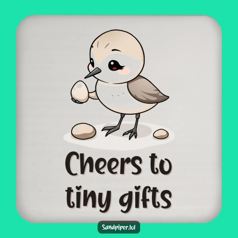 Funny Sandpiper Pebble Drink Coasters: Protect Surfaces with Gentle Wit