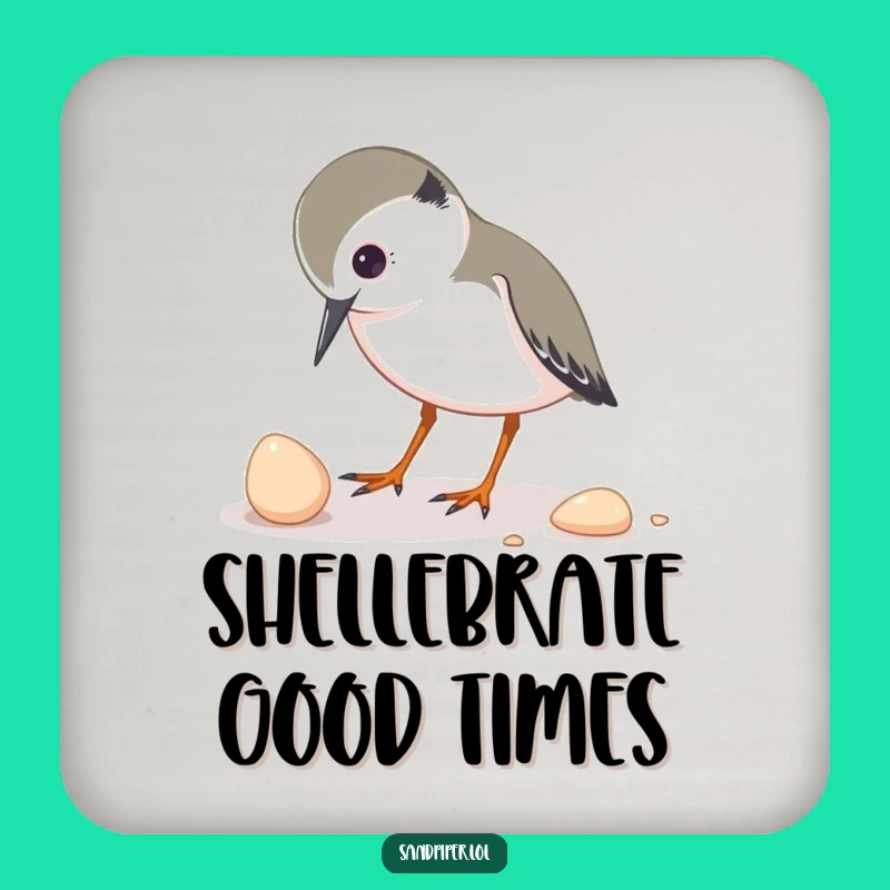 Funny Bird Coaster: Sandpiper Pecking Shell - Protect Surfaces