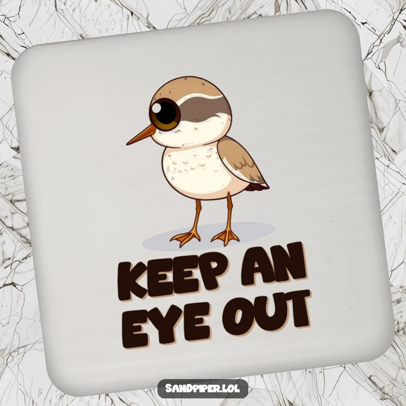 Funny Sandpiper Coasters: A sandpiper with big eyes scans the horizon on these humorous drink coasters.