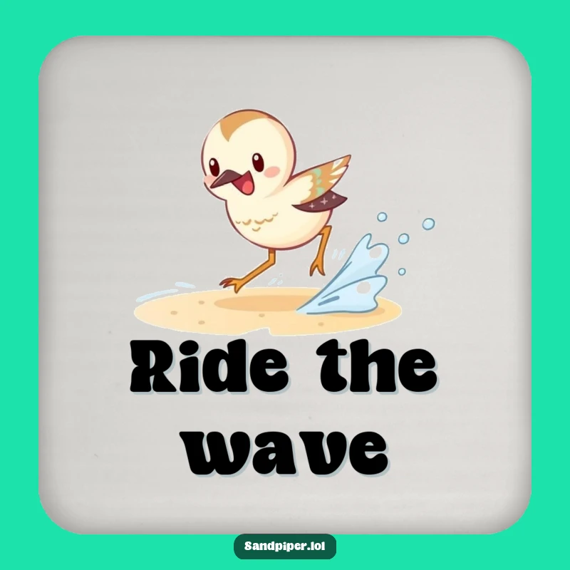 Funny Sandpiper Coasters (Set of 4): Wave Chasing Decor, Beach Theme Funny Gifts