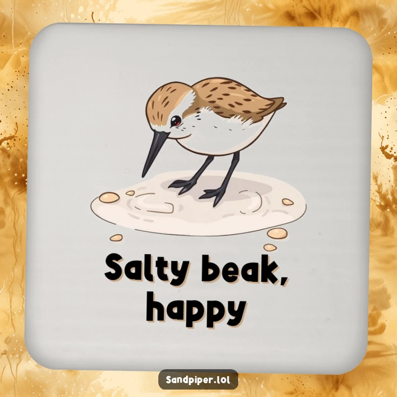 Funny Sandpiper Digging Coaster: A sandpiper happily digs its beak into wet sand, offering funny protection for surfaces.