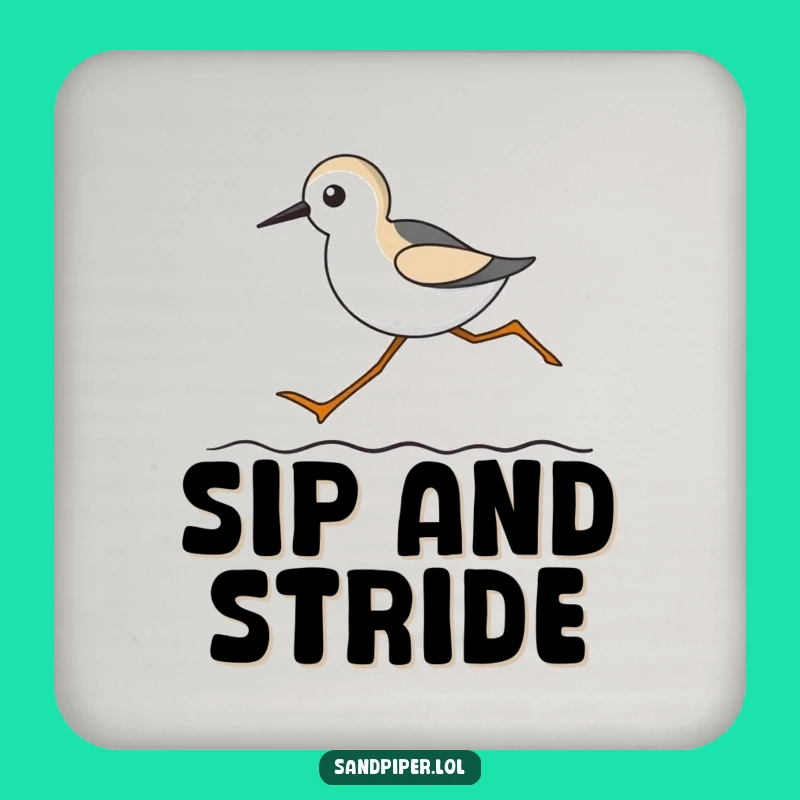 Funny Sandpiper Long Legs Coaster: Protect Surfaces with Hilarious Coastal Art