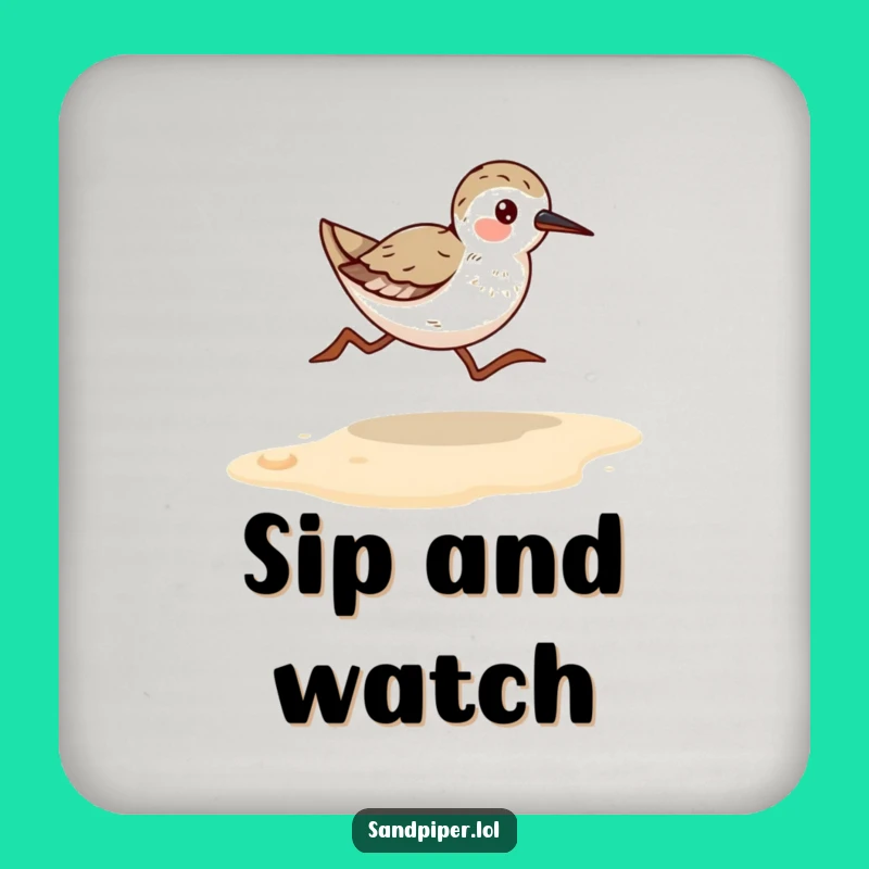 Funny Sandpiper Runner Drink Coaster - Protect Surfaces with Coastal Humor