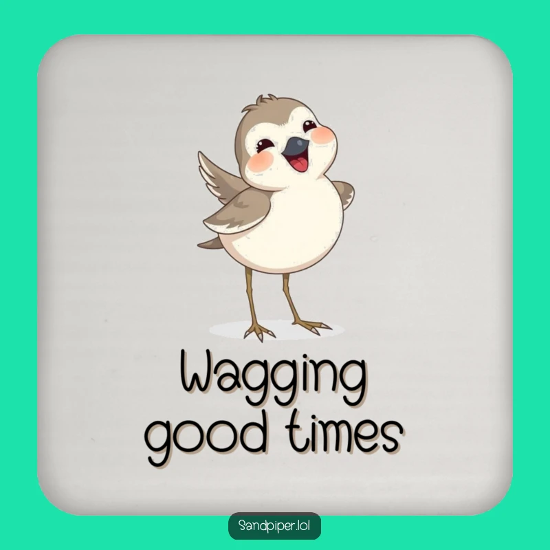 Funny Sandpiper Tail Wag Coaster Set - Happy Bird Drink Gift