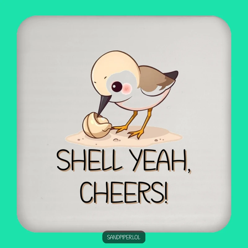 Funny Sandpiper Pecking Shell Coaster - Protect Surfaces with Humor