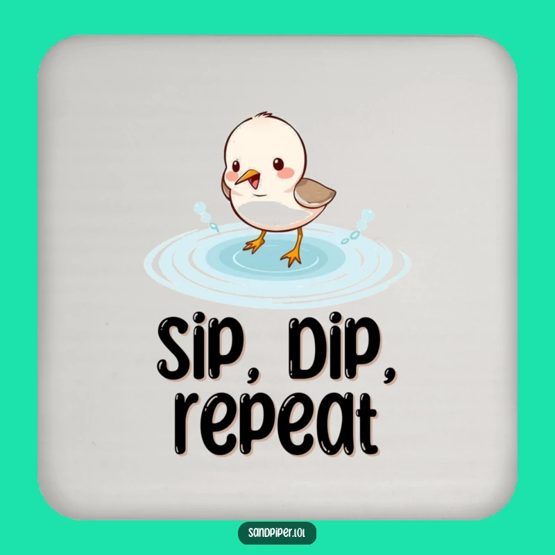 Funny Sandpiper Splash Coaster Set: Cute Birdy Table Protection Gift