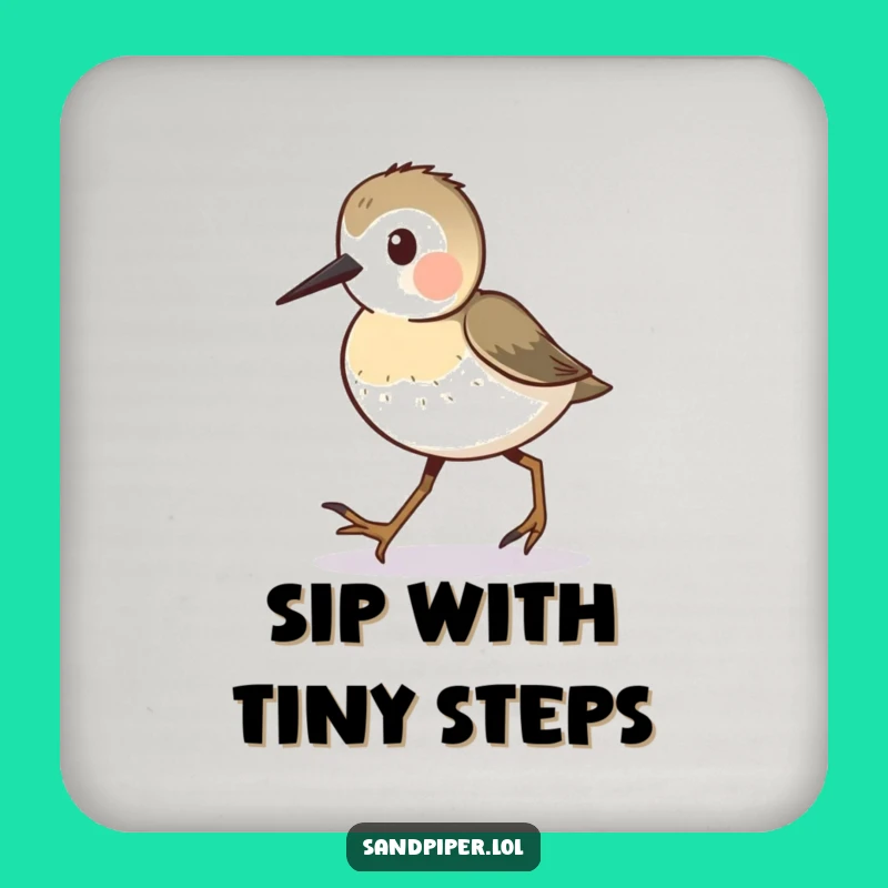 Funny Sandpiper Coasters (Set of 4): Tiny Steps Decor, Cute Theme Funny Gifts