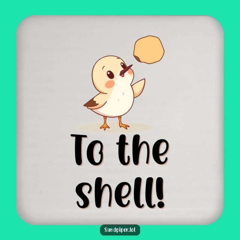 Funny Coaster Set: Surprised Sandpiper & Seashell, Table Beach Gift