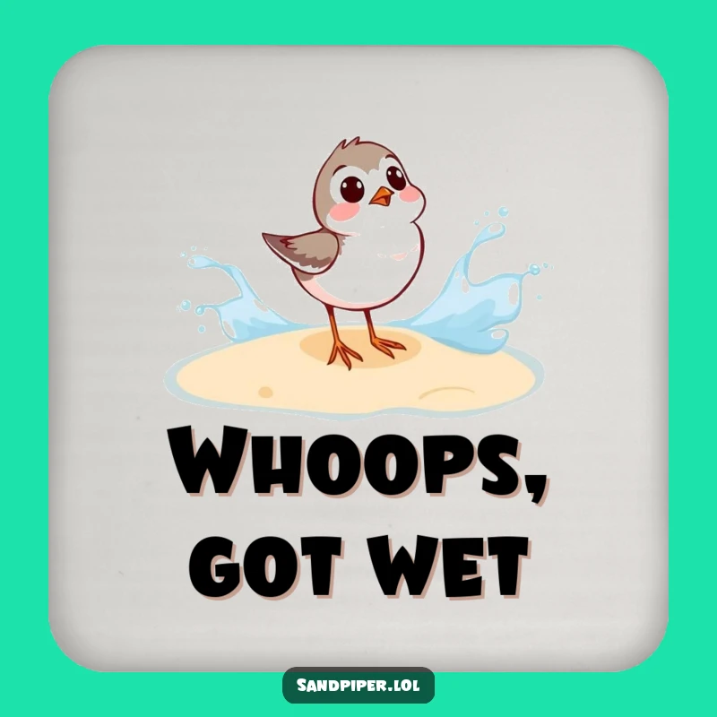 Funny Sandpiper Coasters - Wave Splash Humor, Hilarious Beach Gift Set