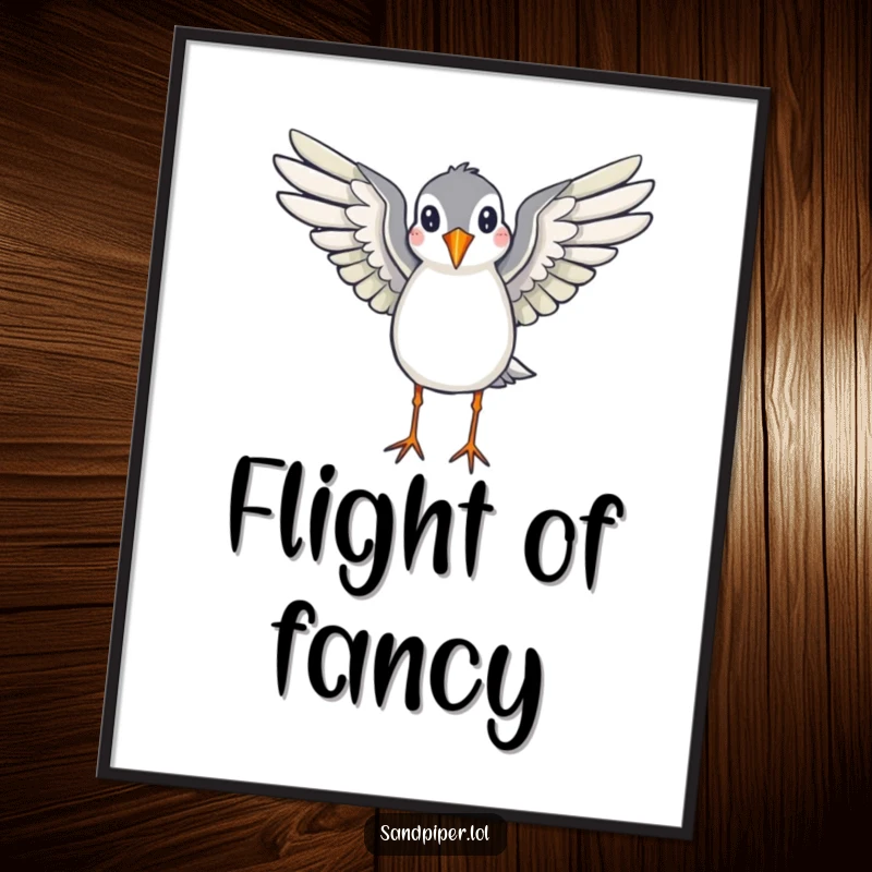 Funny poster print of a sandpiper with wings spread, appearing ready to fly, adding a touch of natural wonder to any wall.