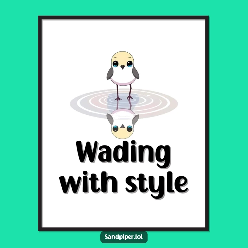 Funny Bird Wading Poster - Serene Waterside Nature Art