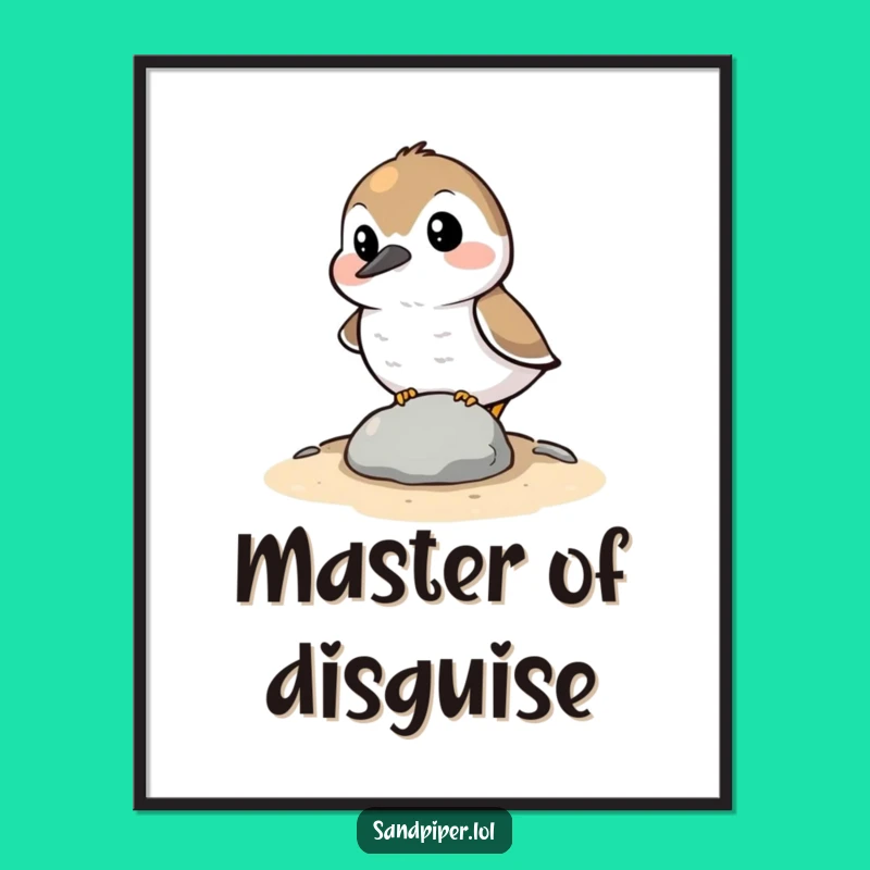 Funny Hiding Sandpiper Poster: Relatable Art, Stealth Humor, Perfect Funny Gift