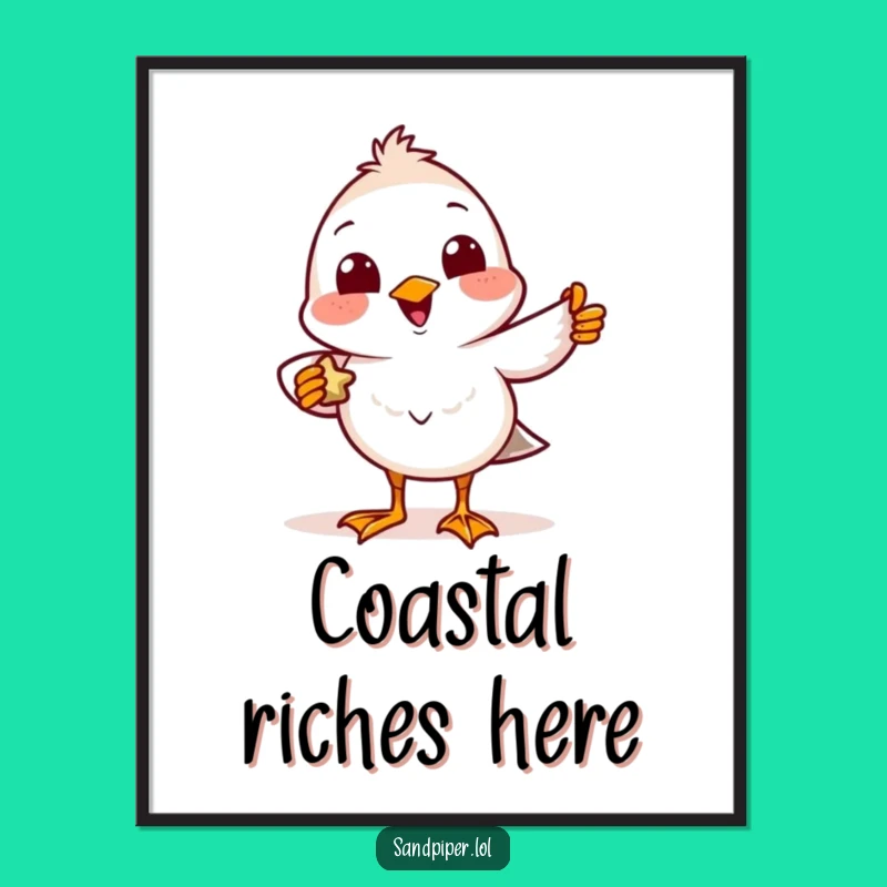 Funny Sandpiper Art Print - Cheerful Bird Poster, Wonderful Funny Gift