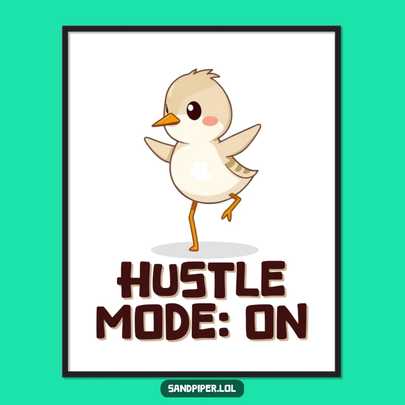 Funny Sandpiper Hopping Poster - Art Print of a Determined Bird's Joyful Gait, Funny Gift!