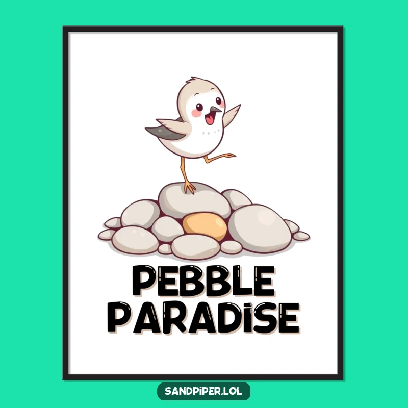 Funny Sandpiper Pebble Hopper Poster - Vibrant Bird Wall Art for Gifts