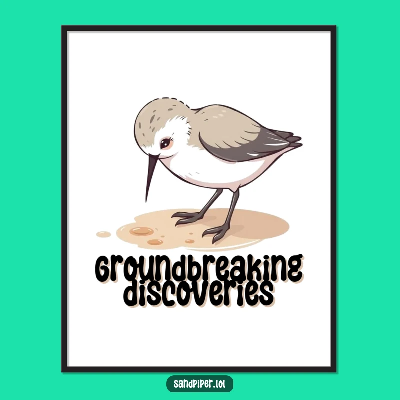 Funny Sandpiper Pecking Poster - Curious Avian Art Funny Gift
