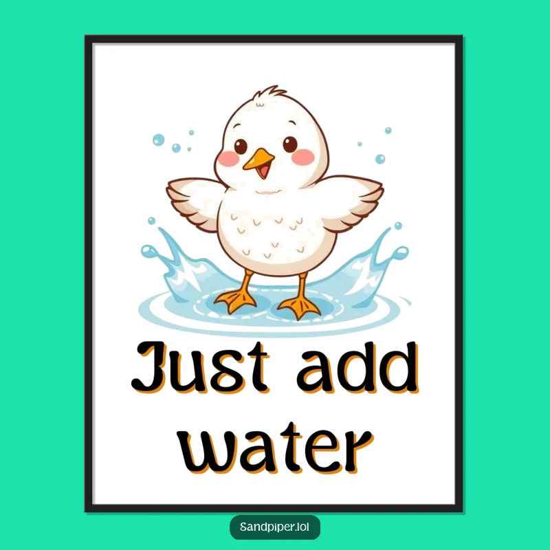 Funny Sandpiper Splash Art Print - Whimsical Bird Character Decor, Perfect Gift!