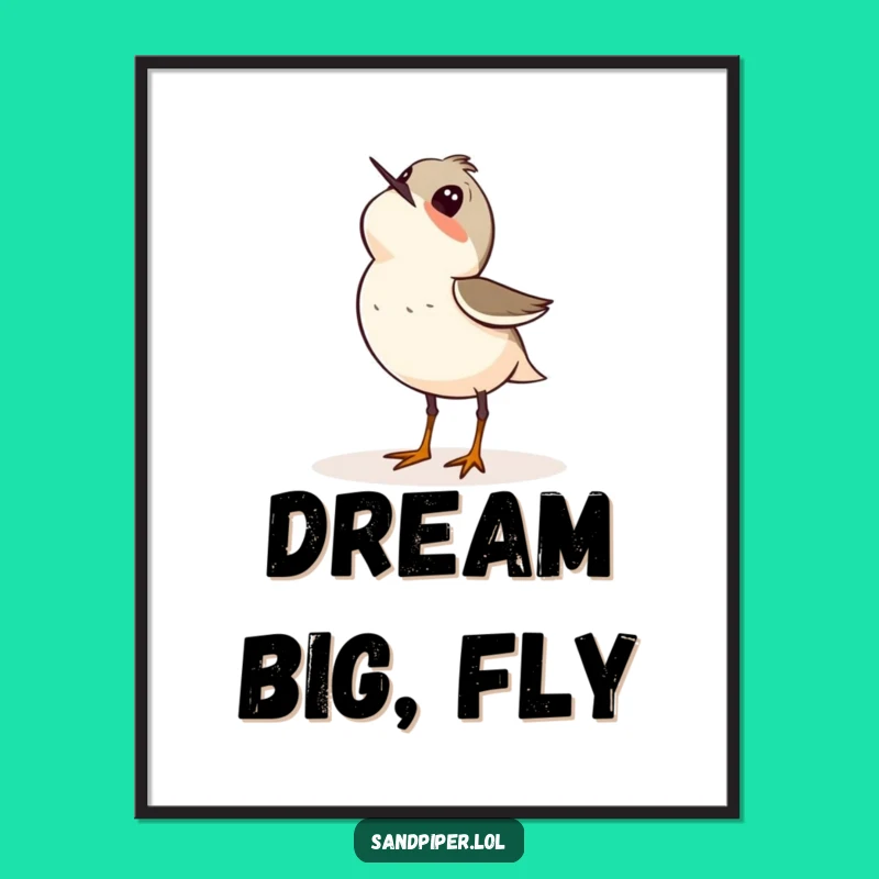 Funny Sandpiper Wonder Poster: Sky Gazing Art Print Gift