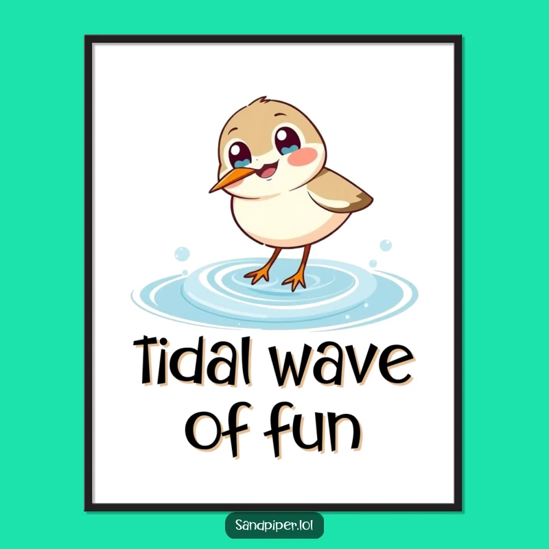 Funny Vintage Sandpiper Wave Dip Poster - Whimsical Wall Art Humorous Gift