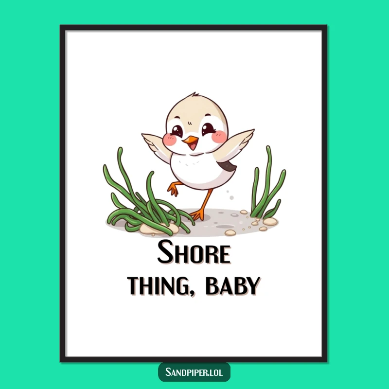 Funny Sandpiper Beach Poster: Mischievous Bird Art Gift