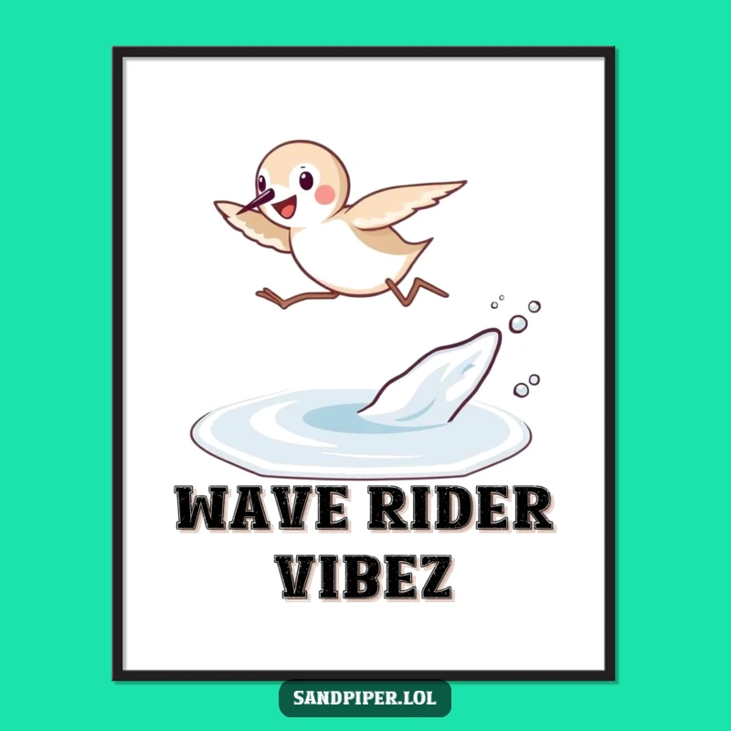 Funny Sandpiper Leap Poster: Energetic Beach Art, Hilarious Gift!
