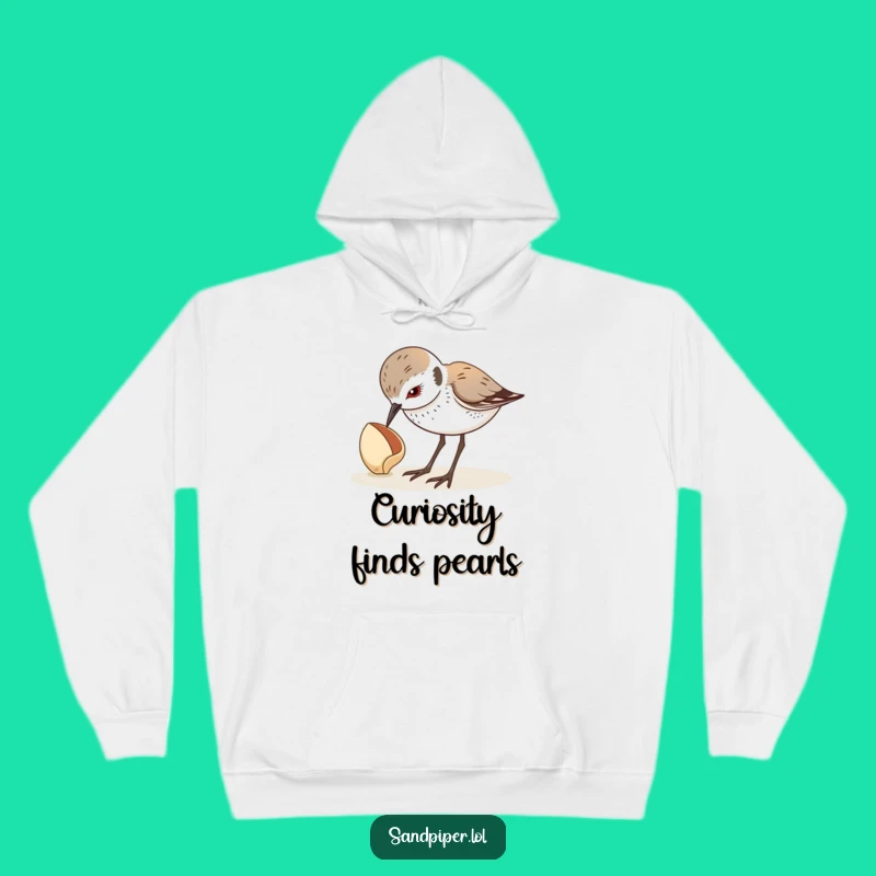 Funny Sandpiper Seashell Curious Hoodie: Cozy and Hilarious Beach Discovery Gift
