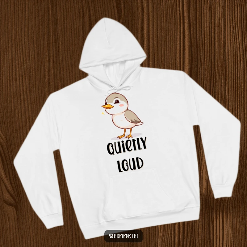 Funny Sandpiper Hoodie: A sandpiper emits a happy chirp, radiating warmth and a sense of gentle cheer.