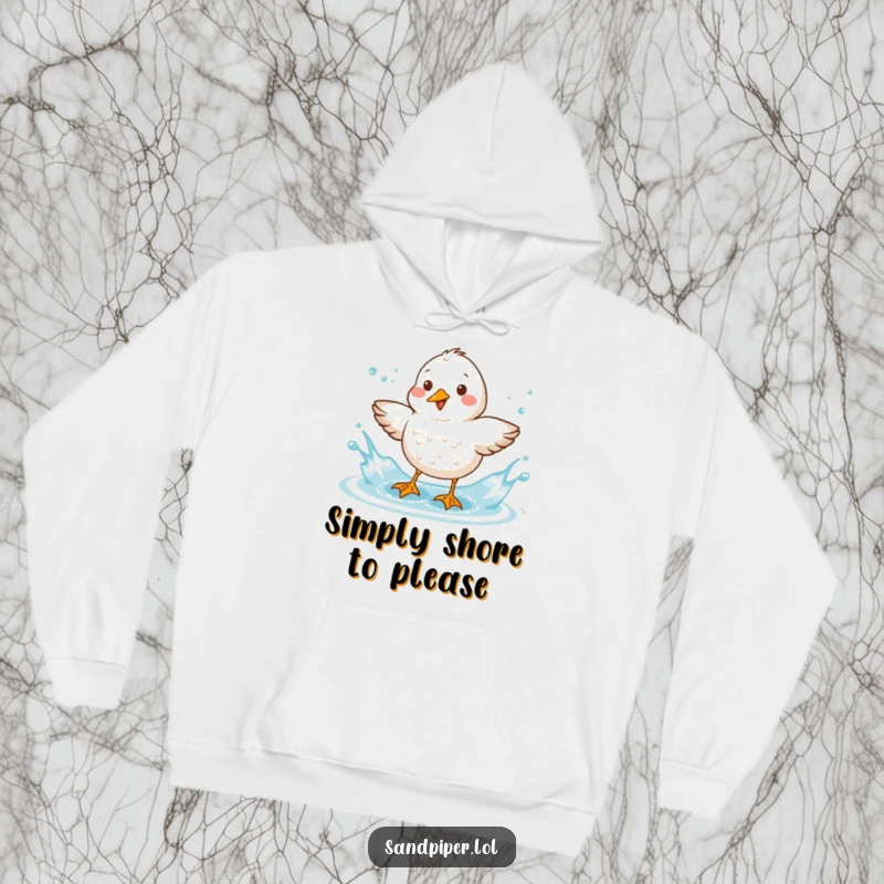 Funny Sandpiper Hoodie: A joyful sandpiper shakes water off its feathers in a lively splash, ideal for cozying up.