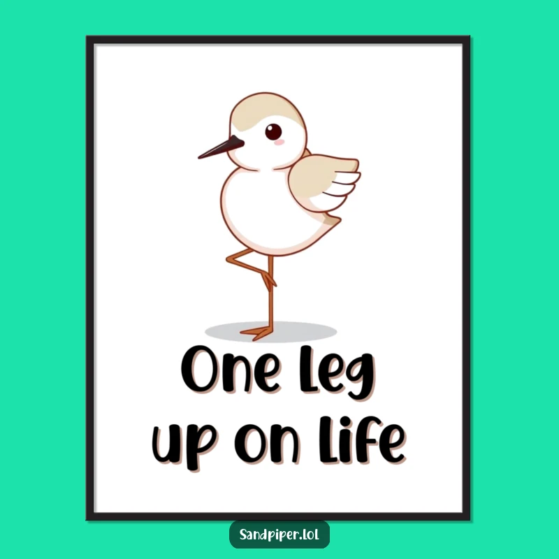Free Printable Sandpiper Wall Art: Funny One-Legged Bird, Downloadable Decor