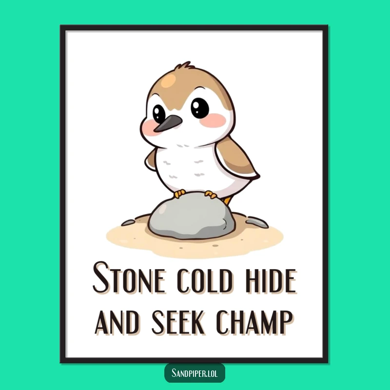 Free Printable Wall Art: Funny Sandpiper Hiding Humorous Downloadable Decor
