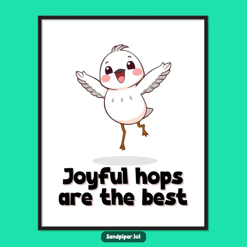 Free Printable Wall Art: Funny Sandpiper Hop Humorous Downloadable Decor