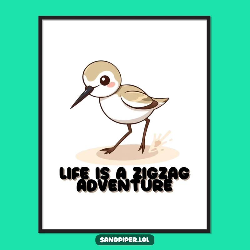 Free Printable Wall Art: Funny Sandpiper Zigzag Dancer - Quirky Downloadable Decor