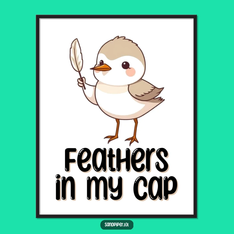 Funny Free Printable Wall Art: Sandpiper & Feather, Proud Character, Whimsical Decor