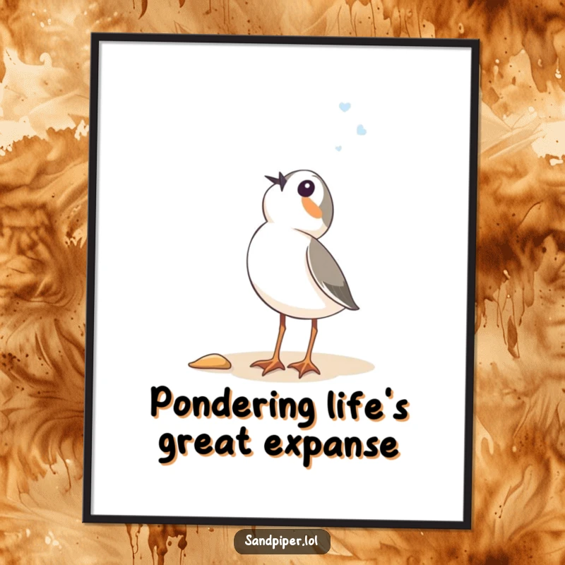 Funny Free Printable Wall Art: A sandpiper gazing upwards with astonished wonder, adding a humorous touch to any wall.
