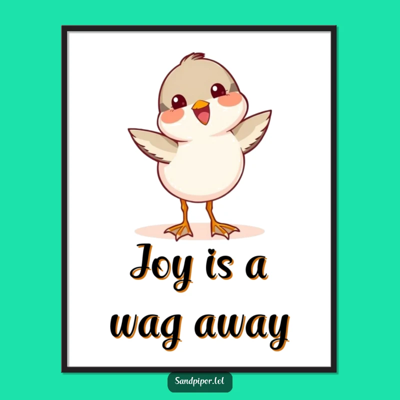 Funny Free Printable Wall Art: Joyful Wagging Sandpiper Decor, Whimsical Downloadable Bird Art