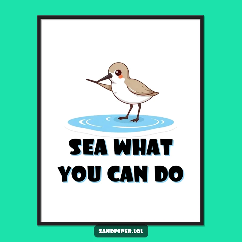 Ocean-Bound Sandpiper Wall Art Free Printable, Funny Coastal Downloadable Decor for Dreamers
