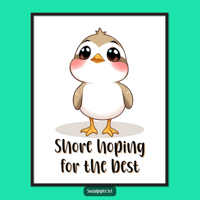 Funny Free Printable Wall Art: Curious Sandpiper, Wide Eyes, Whimsical Decor