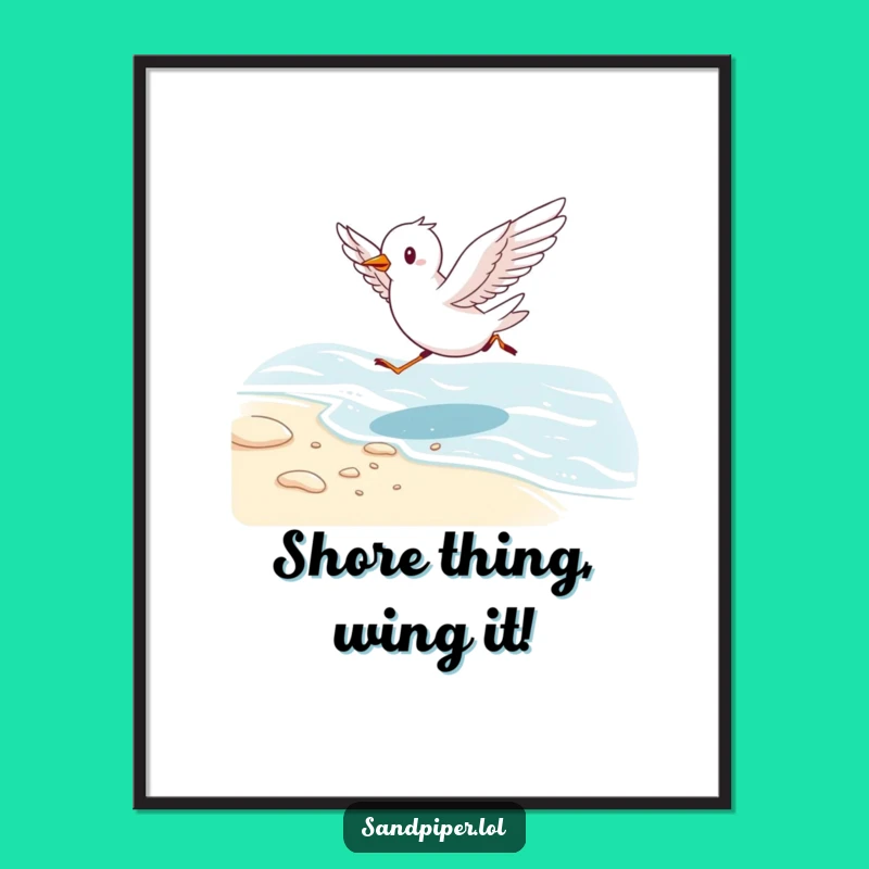 Funny Free Printable Wall Art: Energetic Bird Shoreline Decor